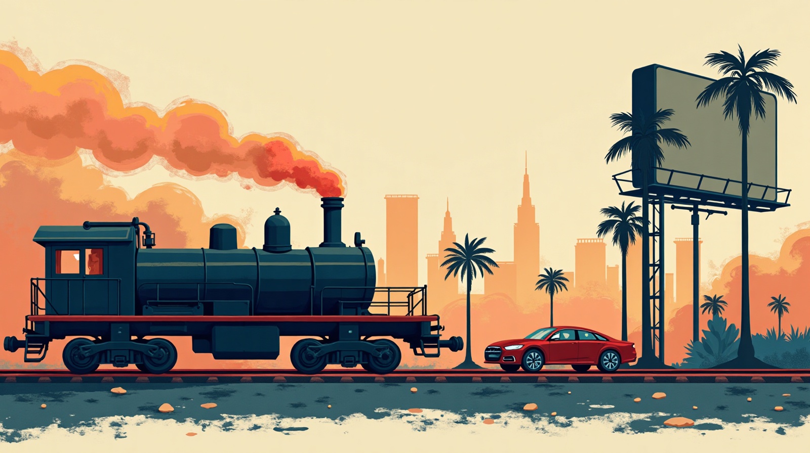 Editorial illustration: How trains can transform Persian Gulf politics and global security. The crisis in the Strait of Hormuz .